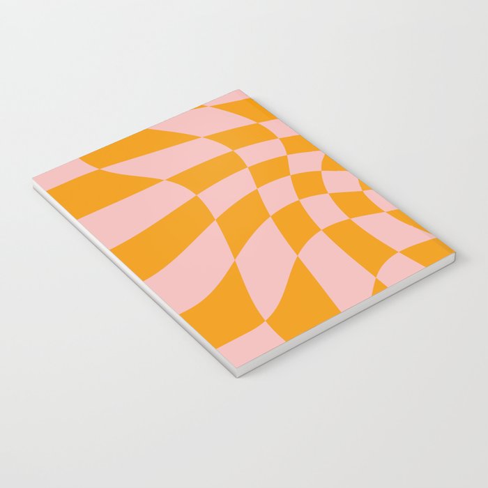Wavy Check - Orange And Pink - Checkerboard Pattern Print Notebook Gallery Image 3