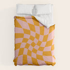 Wavy Check - Orange And Pink - Checkerboard Pattern Print Comforter Gallery Image 6