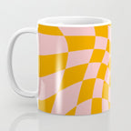 Wavy Check - Orange And Pink - Checkerboard Pattern Print Coffee Mug Gallery Image 3