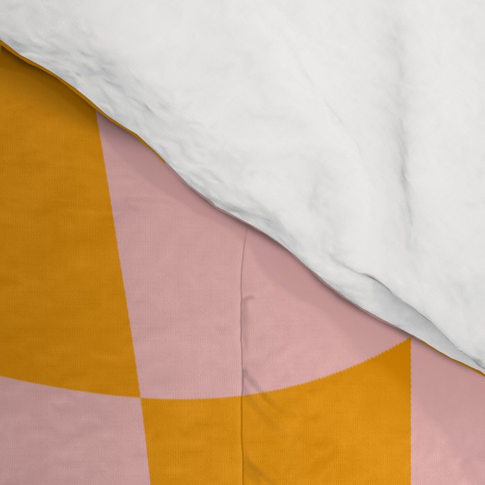 Wavy Check - Orange And Pink - Checkerboard Pattern Print Comforter Gallery Image 4