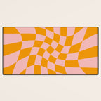 Wavy Check - Orange And Pink - Checkerboard Pattern Print Desk Mat Gallery Image 3