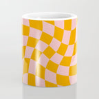 Wavy Check - Orange And Pink - Checkerboard Pattern Print Coffee Mug Gallery Image 4