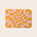 Wavy Check - Orange And Pink - Checkerboard Pattern Print Bath Mat Gallery Image 1