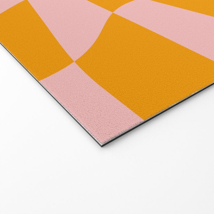 Wavy Check - Orange And Pink - Checkerboard Pattern Print Welcome Mat Gallery Image 2