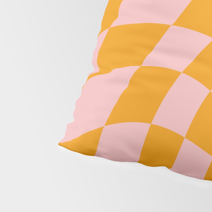 Wavy Check - Orange And Pink - Checkerboard Pattern Print Pillow Sham Gallery Image 4