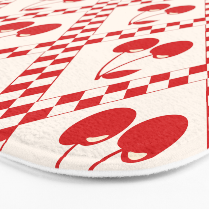 Red Cherries & Beige Checker Bath Mat Gallery Image 3