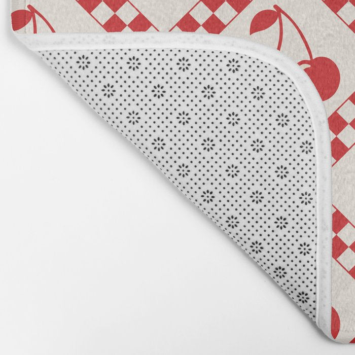 Red Cherries & Beige Checker Bath Mat Gallery Image 2
