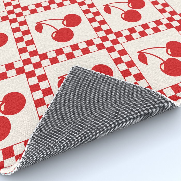 Red Cherries & Beige Checker Rug Gallery Image 4