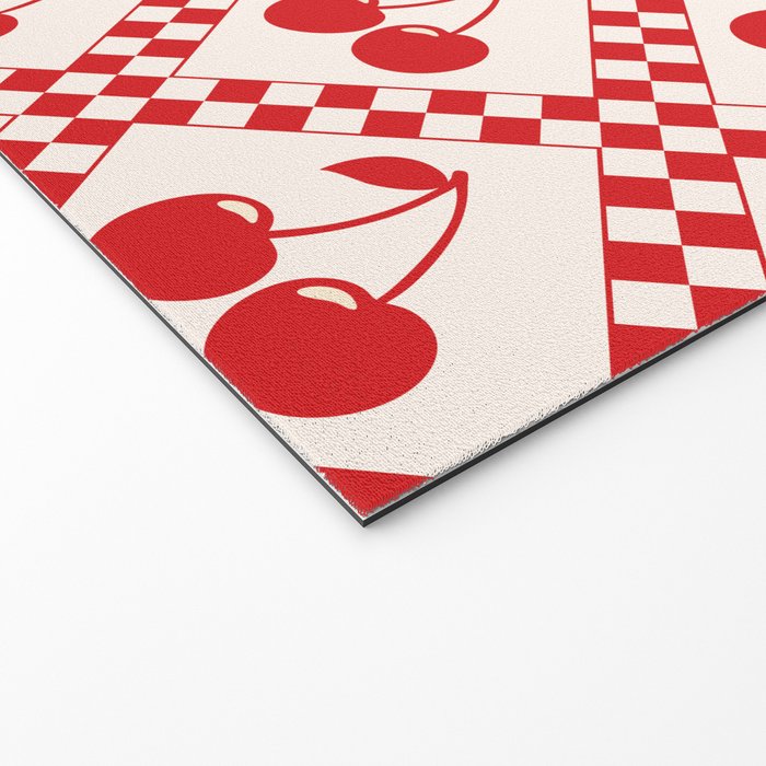 Red Cherries & Beige Checker Welcome Mat Gallery Image 2