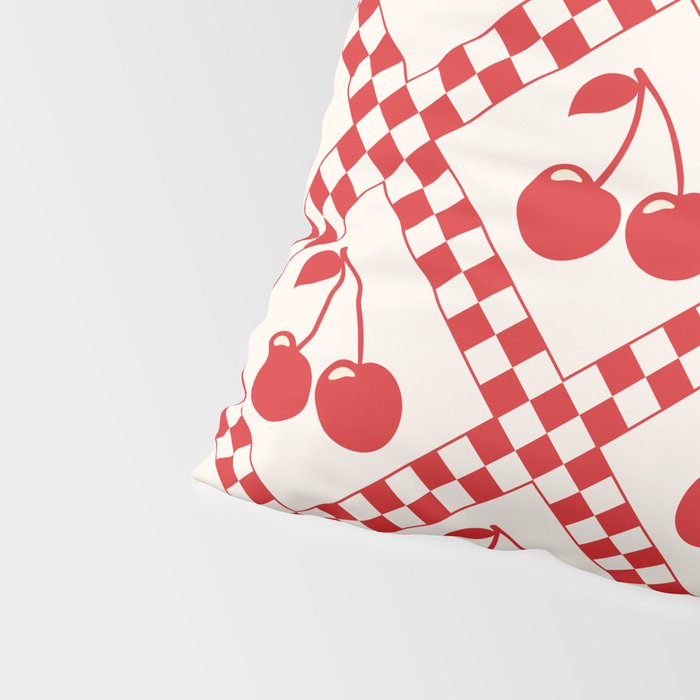 Red Cherries & Beige Checker Pillow Sham Gallery Image 4