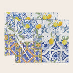 Summer, citrus ,Mediterranean style ,flowers,lemon fruit pattern  Placemat Gallery Image 1