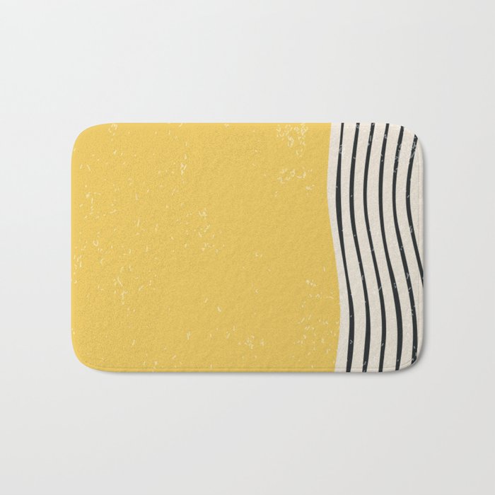 Yellow Sunset Mid Century Modern Minimalist Rothko Inspired Color Field With Lines Geometric Style Bath Mat Gallery Image 1