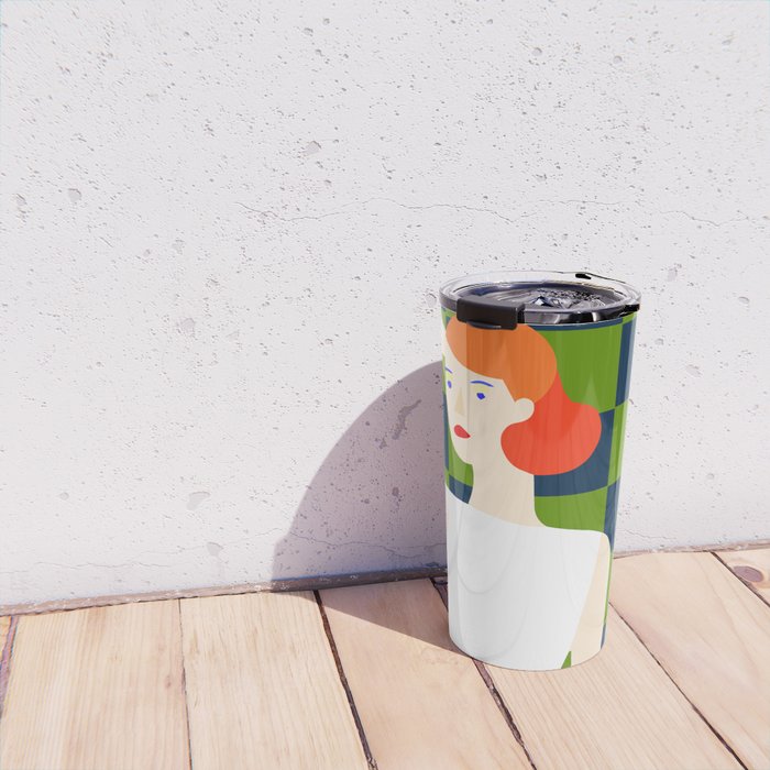 Moods, Checkers Girl Friends Chic Chess, Modern Bohemian Eclectic Woman Girl Boss, BFF Fashion Style Travel Mug Gallery Image 4