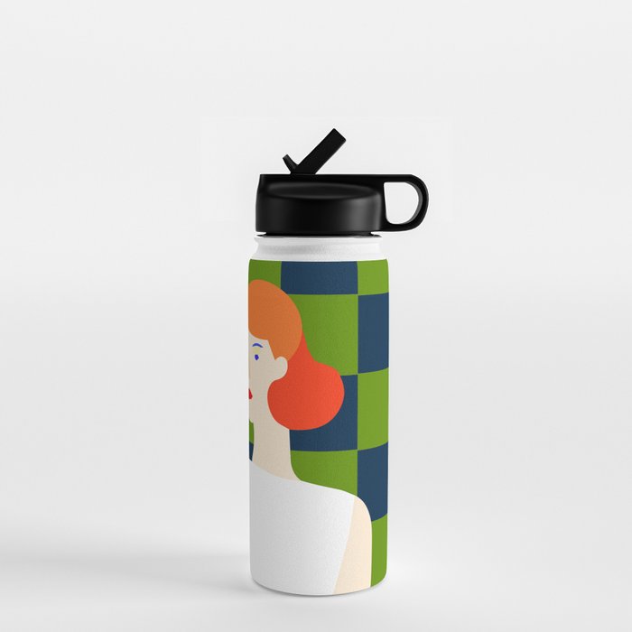 Moods, Checkers Girl Friends Chic Chess, Modern Bohemian Eclectic Woman Girl Boss, BFF Fashion Style Water Bottle Gallery Image 1