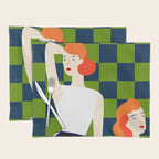 Moods, Checkers Girl Friends Chic Chess, Modern Bohemian Eclectic Woman Girl Boss, BFF Fashion Style Placemat Gallery Image 1