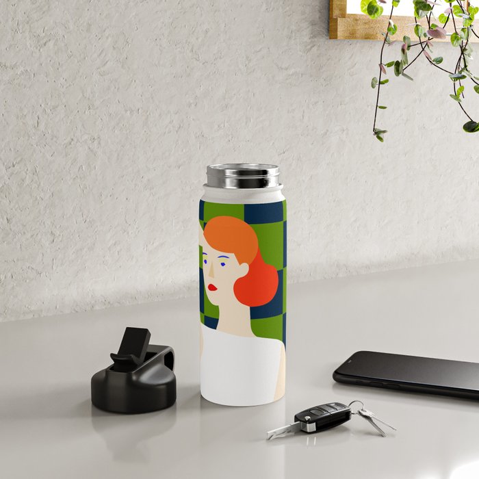 Moods, Checkers Girl Friends Chic Chess, Modern Bohemian Eclectic Woman Girl Boss, BFF Fashion Style Water Bottle Gallery Image 4