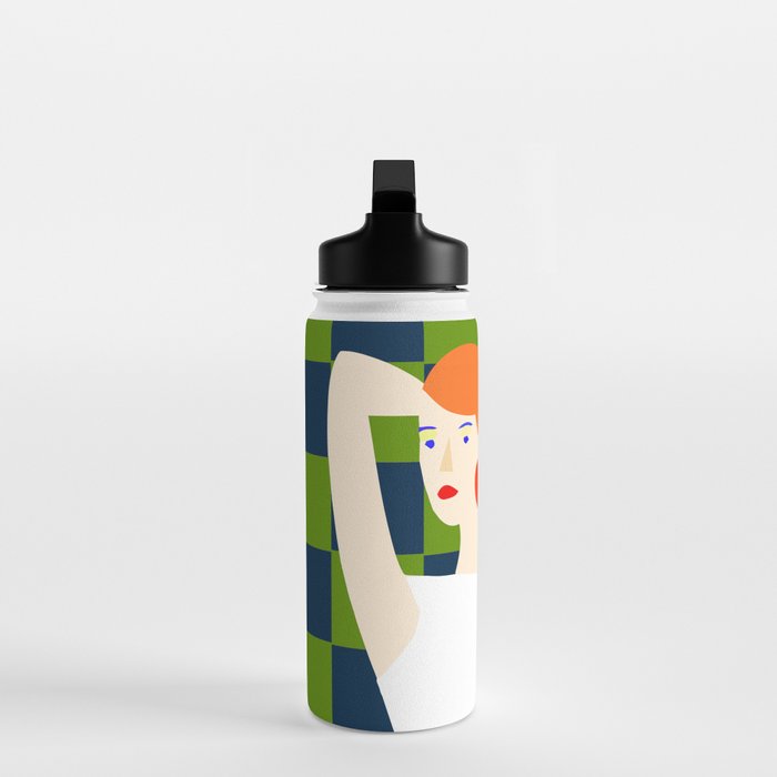 Moods, Checkers Girl Friends Chic Chess, Modern Bohemian Eclectic Woman Girl Boss, BFF Fashion Style Water Bottle Gallery Image 3