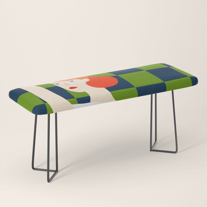 Moods, Checkers Girl Friends Chic Chess, Modern Bohemian Eclectic Woman Girl Boss, BFF Fashion Style Bench Gallery Image 1