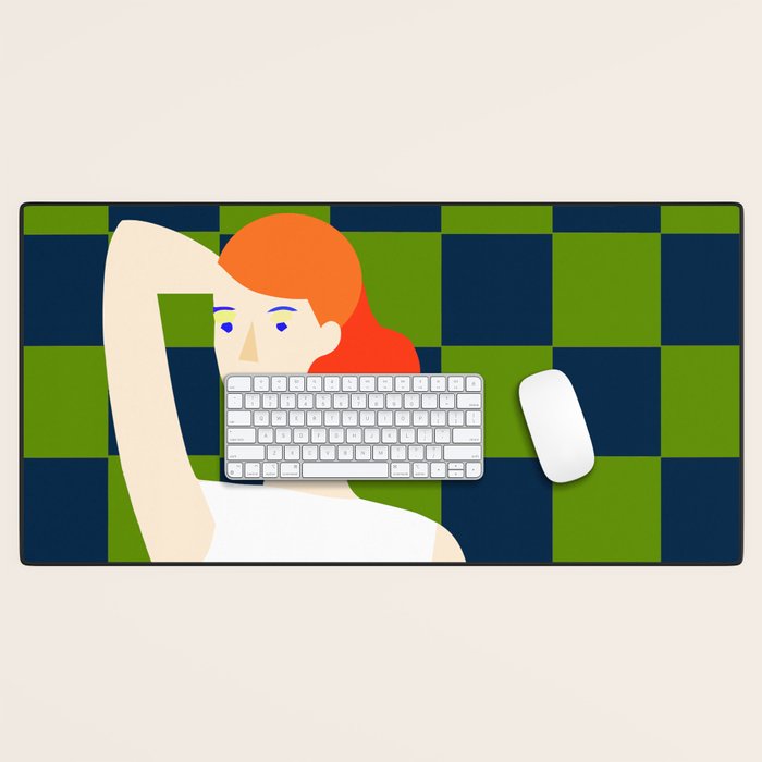 Moods, Checkers Girl Friends Chic Chess, Modern Bohemian Eclectic Woman Girl Boss, BFF Fashion Style Desk Mat Gallery Image 1