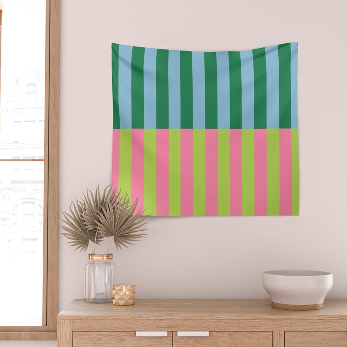 Vibrant Stripe Design: Modern Colorful Pattern for Dynamic Visuals Wall Tapestry Gallery Image 2