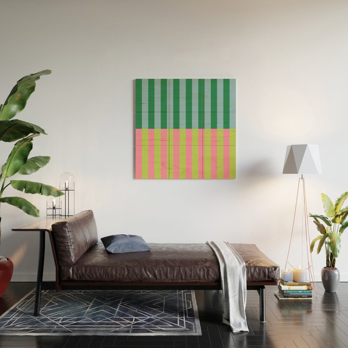 Vibrant Stripe Design: Modern Colorful Pattern for Dynamic Visuals Wood Wall Art Gallery Image 2