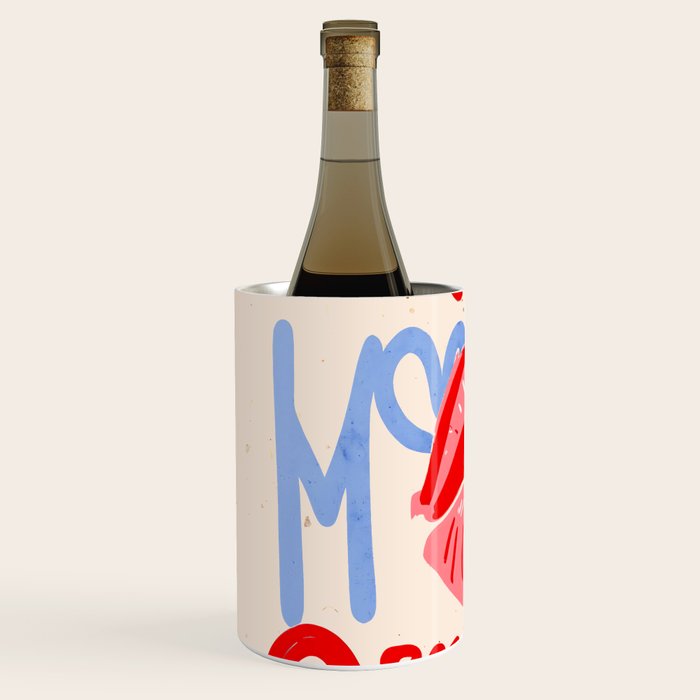 Kiss More Often, Typography Quote Saying Fun Words, Eclectic Bohemian Contemporary Passion Love, Make Out Illustration Painting  Wine Chiller Gallery Image 2