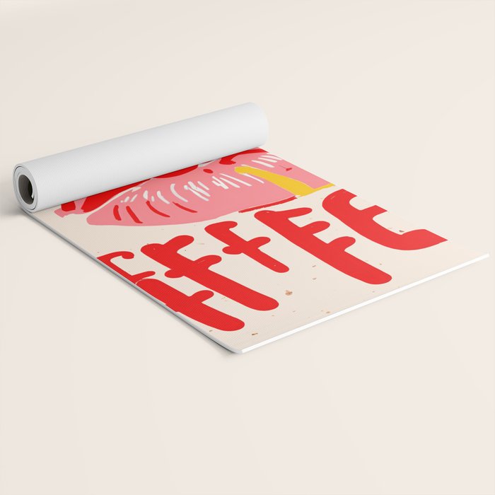 Kiss More Often, Typography Quote Saying Fun Words, Eclectic Bohemian Contemporary Passion Love, Make Out Illustration Painting  Yoga Mat Gallery Image 2