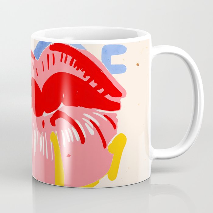 Kiss More Often, Typography Quote Saying Fun Words, Eclectic Bohemian Contemporary Passion Love, Make Out Illustration Painting  Coffee Mug Gallery Image 1
