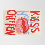 Kiss More Often, Typography Quote Saying Fun Words, Eclectic Bohemian Contemporary Passion Love, Make Out Illustration Painting  Rug Gallery Image 2