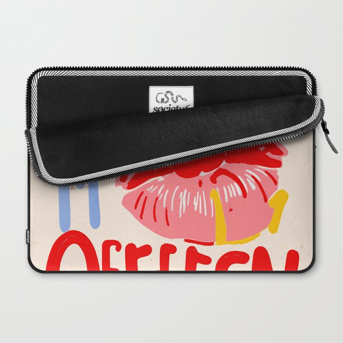 Kiss More Often, Typography Quote Saying Fun Words, Eclectic Bohemian Contemporary Passion Love, Make Out Illustration Painting  Laptop Sleeve Gallery Image 2