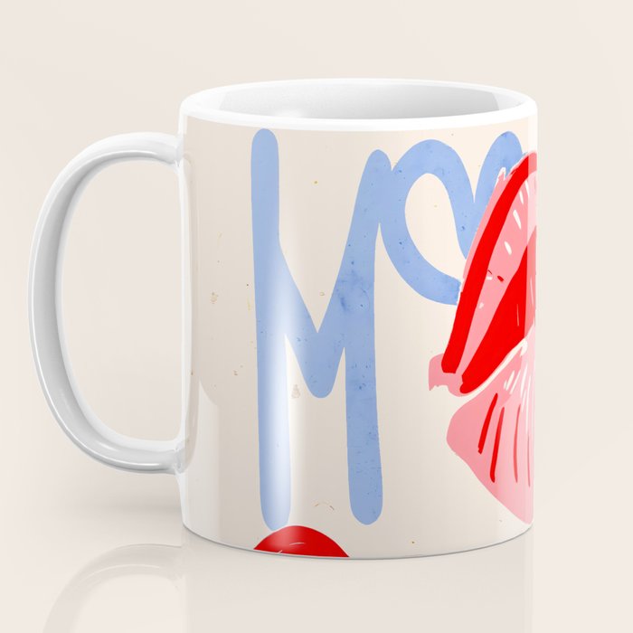 Kiss More Often, Typography Quote Saying Fun Words, Eclectic Bohemian Contemporary Passion Love, Make Out Illustration Painting  Coffee Mug Gallery Image 3