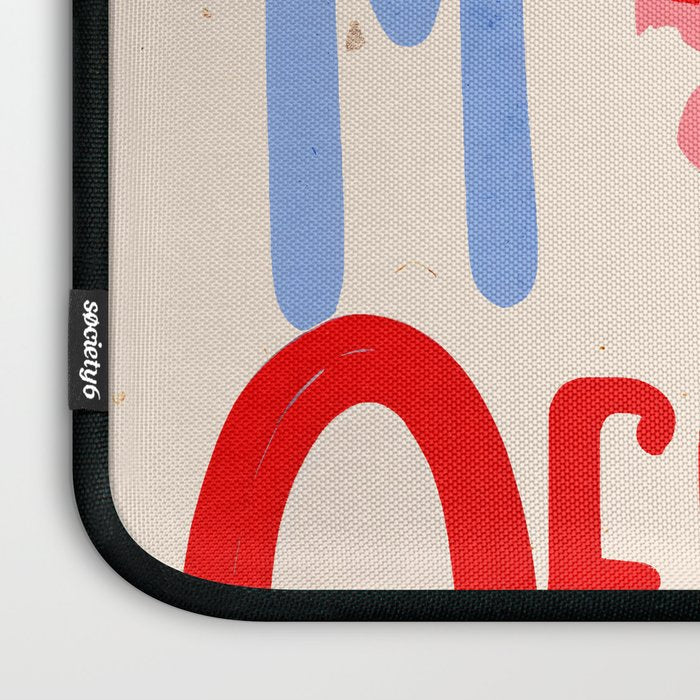 Kiss More Often, Typography Quote Saying Fun Words, Eclectic Bohemian Contemporary Passion Love, Make Out Illustration Painting  Laptop Sleeve Gallery Image 3
