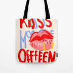 Kiss More Often, Typography Quote Saying Fun Words, Eclectic Bohemian Contemporary Passion Love, Make Out Illustration Painting  Tote Bag Gallery Image 1