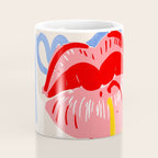 Kiss More Often, Typography Quote Saying Fun Words, Eclectic Bohemian Contemporary Passion Love, Make Out Illustration Painting  Coffee Mug Gallery Image 4
