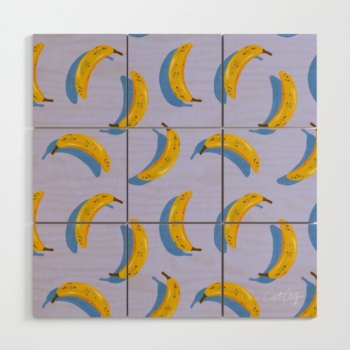 Banana Pattern - Blue Palette Wood Wall Art Gallery Image 1