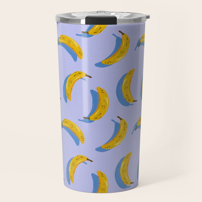 Banana Pattern - Blue Palette Travel Mug Gallery Image 1