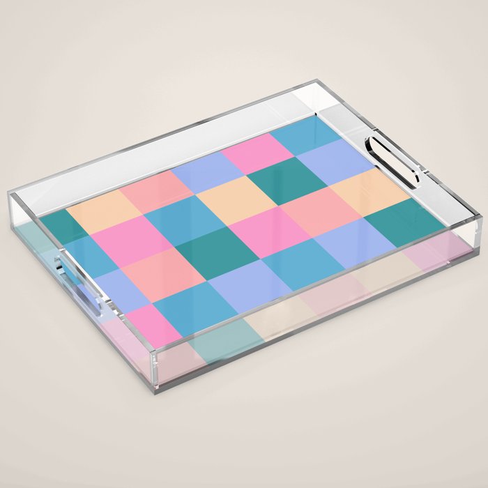 Bold Retro Checks Pattern - Large XXXI Acrylic Tray Gallery Image 1