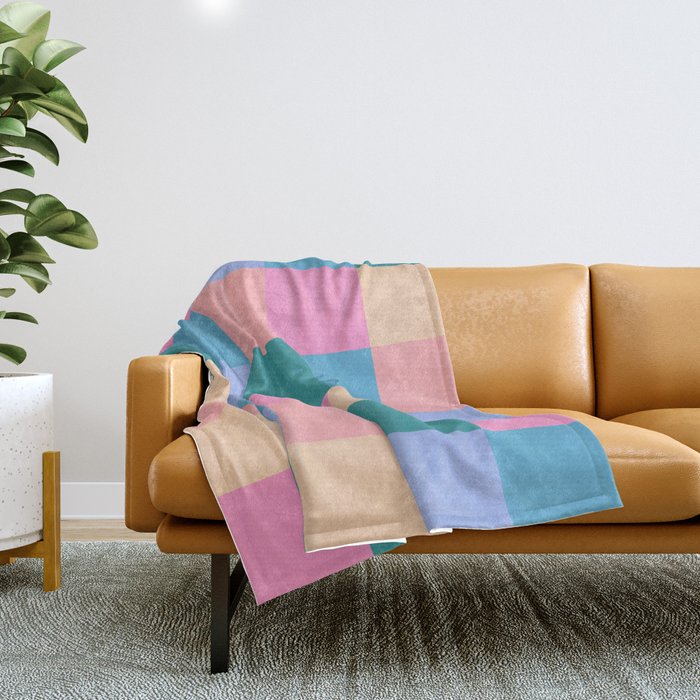 Bold Retro Checks Pattern - Large XXXI Throw Blanket Gallery Image 1