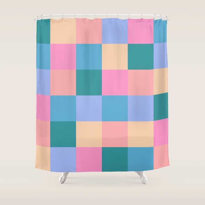Bold Retro Checks Pattern - Large XXXI Shower Curtain Gallery Image 1