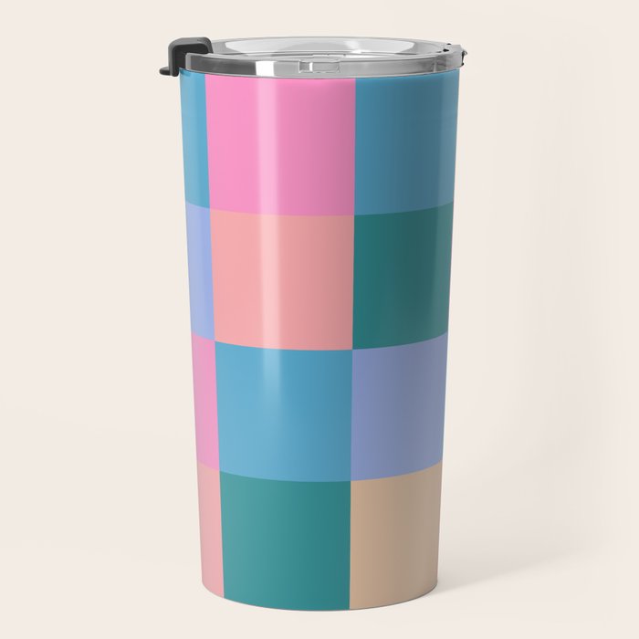 Bold Retro Checks Pattern - Large XXXI Travel Mug Gallery Image 3