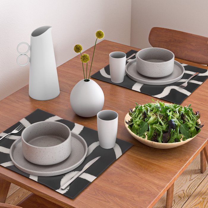 Abstract Brush Strokes: Black & White Placemat Gallery Image 2
