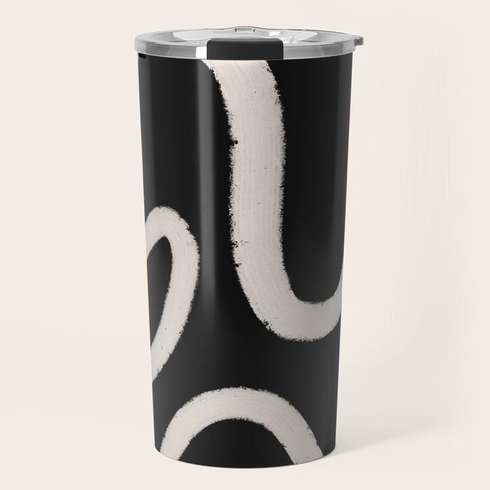 Abstract Brush Strokes: Black & White Travel Mug Gallery Image 1