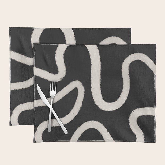 Abstract Brush Strokes: Black & White Placemat Gallery Image 1