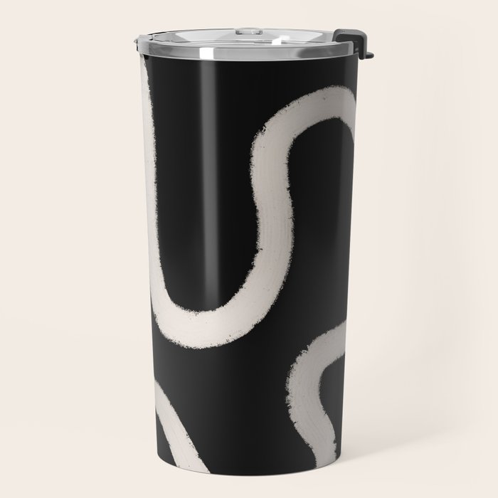 Abstract Brush Strokes: Black & White Travel Mug Gallery Image 2