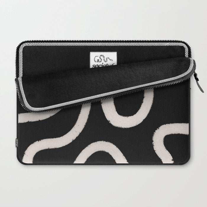 Abstract Brush Strokes: Black & White Laptop Sleeve Gallery Image 2