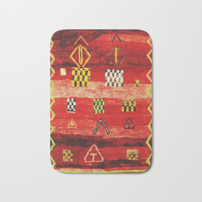 Antique Berber Moroccan Rug Print Bath Mat Gallery Image 1