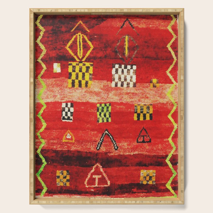 Antique Berber Moroccan Rug Print Serving Tray Gallery Image 1