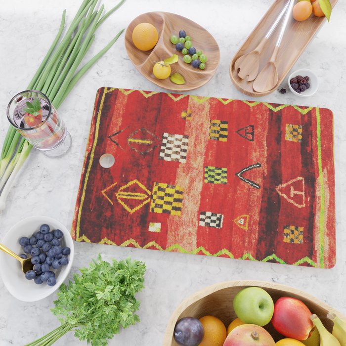 Antique Berber Moroccan Rug Print Cutting Board Gallery Image 2