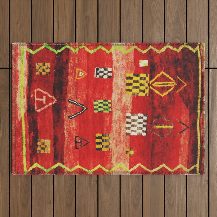 Antique Berber Moroccan Rug Print Outdoor Rug Gallery Image 1