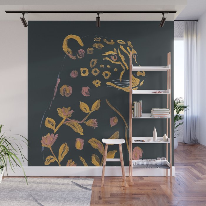 Floral Cheetah Wall Mural Gallery Image 1